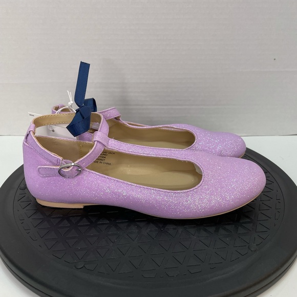 Janie and Jack Lavender Shimmer T Strap Flats - Picture 4 of 7